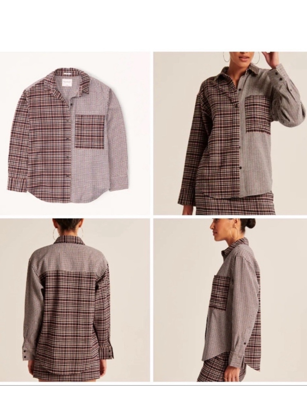 Abercrombie & Fitch Two-Tone Plaid Button-Down Shirt - Brown & Cream